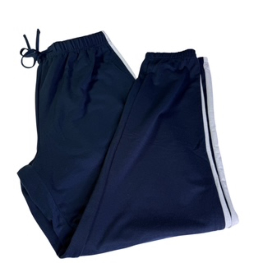 No Label Elastic/Drawstring Waist White Side Stripe Navy Jogging Pant Size L